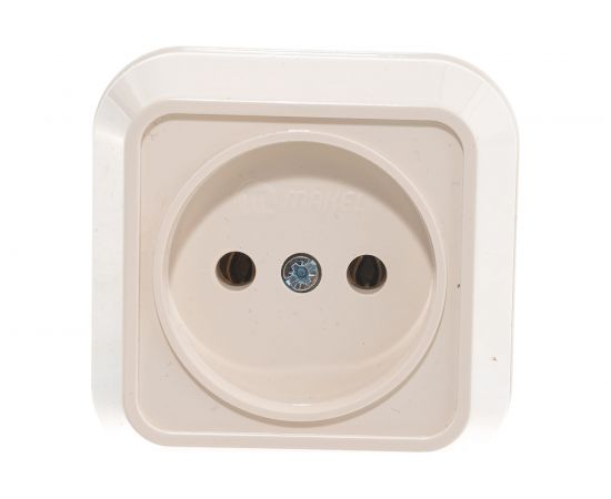 1-местная розетка Makel ОП 16А IP20 без заземления квадратная кремовый 45202 