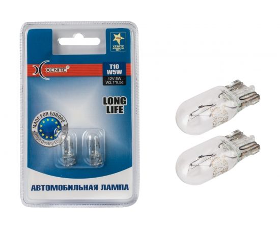 Автомобильная лампа XENITE T10, W5W, LONG LIFE, 12V, 2 шт. 1007113 
