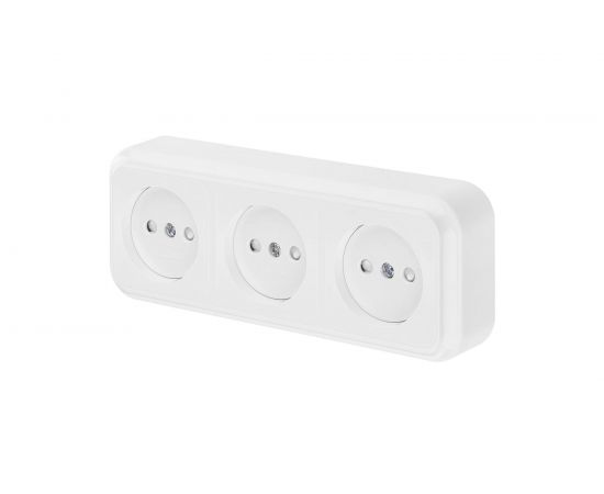 Розетка Bylectrica, 3-местная ОУ со шторкой, серия ПРАЛЕСКА, белый РА16-275 