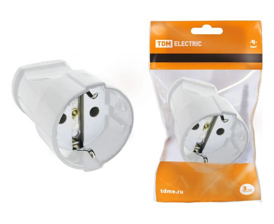 Штепсельная розетка с/з TDM 2П+З 16А 250B белая SQ1806-0031 