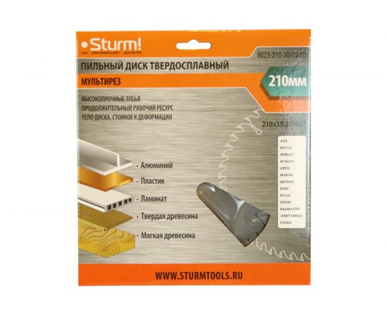 Диск пильный (210x30/20 мм; 60 зубьев; Мульти рез) Sturm 9023-210-30/20-60 – изображение 2