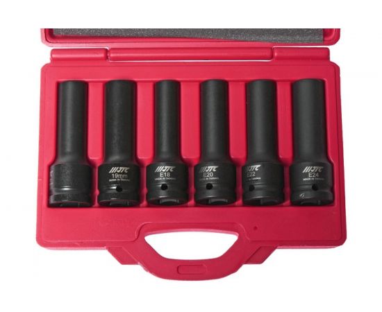 Набор двенадцатигранных ударных торцевых головок 3/4" TORX E18-E24 L=110мм 6шт JTC-J606E – изображение 2