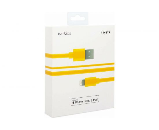 Кабель Rombica USB - Lightning MFI, ПВХ Плоский, 1м, желтый DIGITAL MR-01 CB-MR01Y – изображение 2