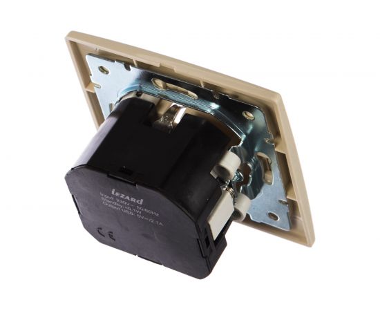 Розетка Lezard MIRA с заземлением + USB разъём, кремовый 701-0303-181 – изображение 2