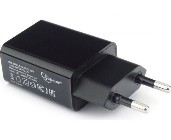 Адаптер питания Cablexpert 100/220V - 5V USB 1 порт, 2A, черный MP3A-PC-25 – изображение 2