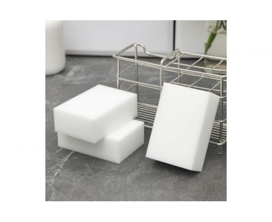 Меламиновая губка для удаления пятен Доляна набор 3 шт, 9х6х3 см 761376 – изображение 3