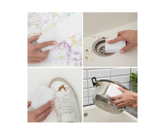 Меламиновая губка для удаления пятен Доляна набор 3 шт, 9х6х3 см 761376 – изображение 4