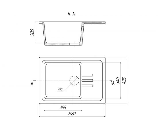 Кухонная мойка Gerhans B 15 25 ОНИКС /БЕЛАРУСЬ/ 620х435 мм В15-25 – изображение 5