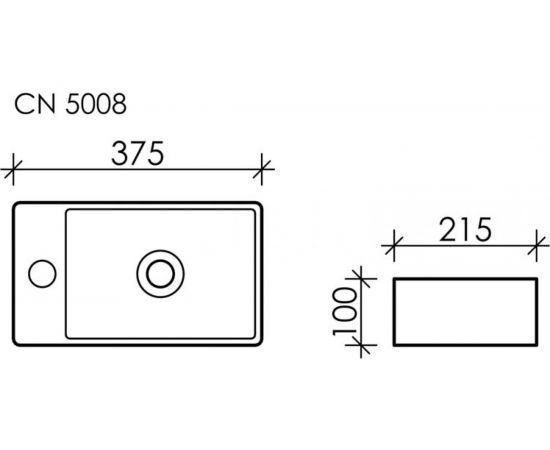 Умывальник Ceramica Nova Element накладной, прямоугольный 375х215х100 мм CN5008 – изображение 7