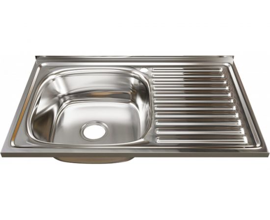 Мойка mixline 50х80х18 см, 0.8, левый выпуск 3 1/2, с сифоном 528177 