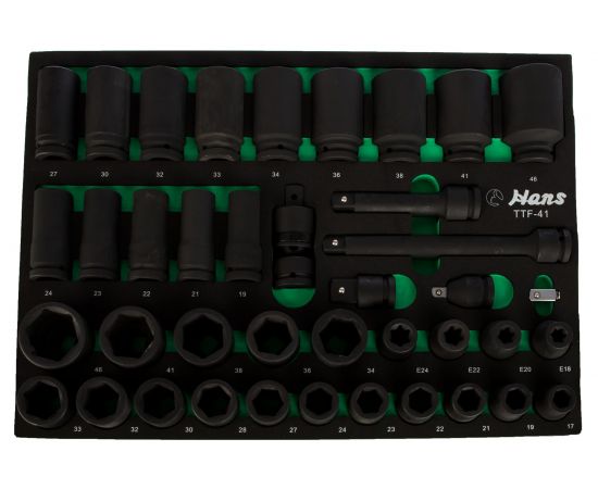 Набор ударных торцевых головок и аксессуаров (17-46 мм; 3/4""; 40 предметов) Hans TTF-41 