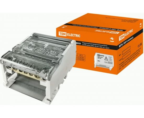 Модульный распределительный блок на DIN-рейку TDM МРБ-100 4П 100А 4x7 групп SQ0823-0013 