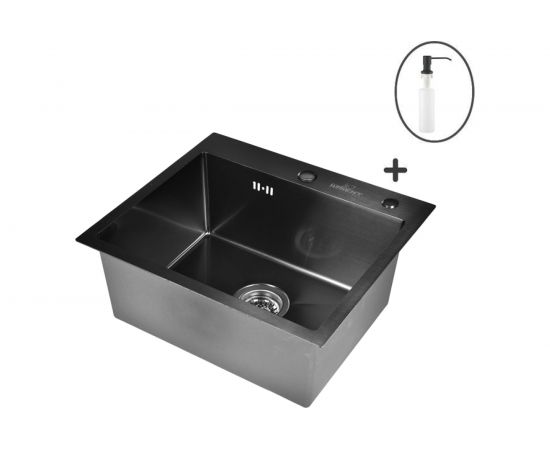Кухонная мойка из нержавеющей стали WISENT 5044B с PVD покрытием, 50x44 см, с дозатором WS35044B/W405B/WGER010 