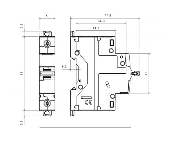 Автоматический выключатель Legrand DX3 10000 - 16 кА - тип C - 1П - 16 А - 1 модуль 409114 – изображение 2
