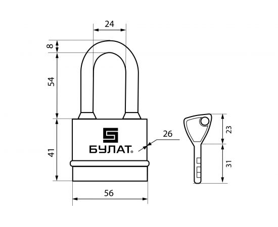 Навесной замок БУЛАТ ВС 3-Н55-01 ПЛ (всепогодный; 5 ключей; 8 мм) 13984 – изображение 2