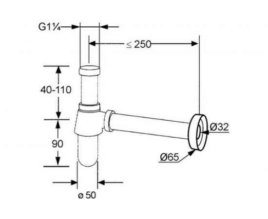 Сифон для раковины Kludi бутылочный металлический, цвет хром KL1010505-00 – изображение 2