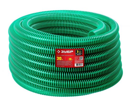 Шланг напорно-всасывающий ЗУБР со спиралью ПВХ, 30 м, 19 мм, 3 атм 40325-19-30 – изображение 2