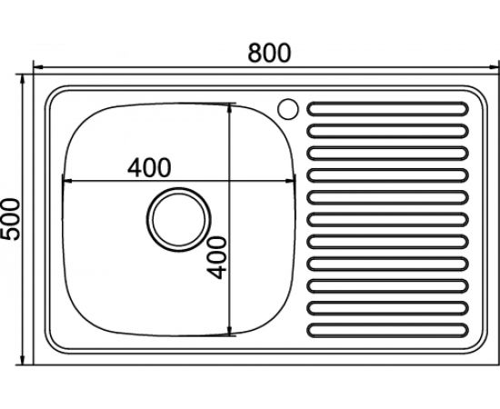 Мойка mixline 50х80х18 см, 0.8, левый выпуск 3 1/2, с сифоном 528177 – изображение 2