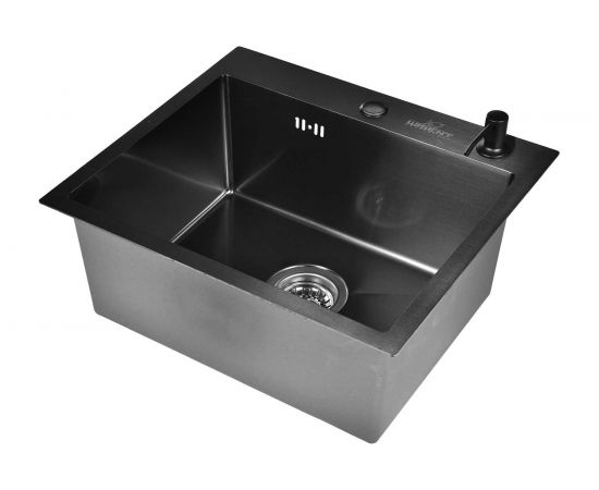 Кухонная мойка из нержавеющей стали WISENT 5044B с PVD покрытием, 50x44 см, с дозатором WS35044B/W405B/WGER010 – изображение 4