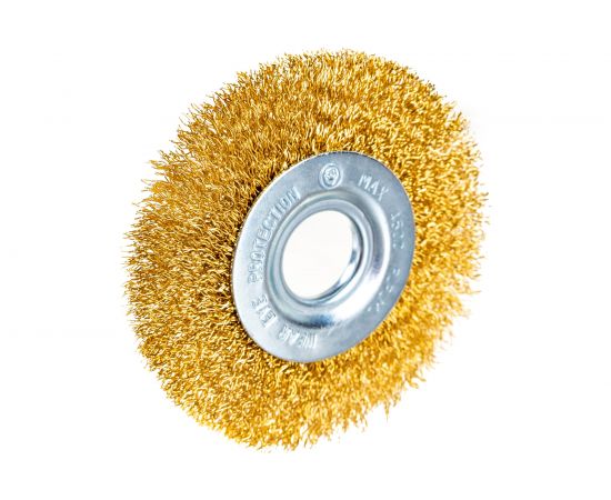 Щетка-крацовка дисковая (100х22.2 мм; латунированная стальная проволока) РемоКолор 45-2-110 – изображение 5