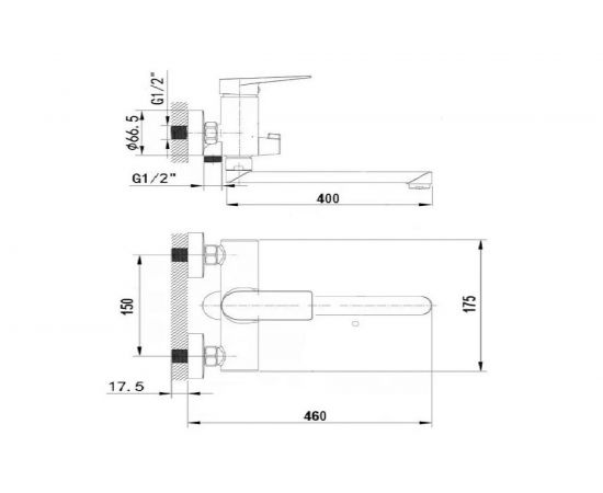 Смеситель для ванной и душа WISENT с длинным изливом 2249 – изображение 5