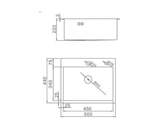 Кухонная мойка из нержавеющей стали WISENT 5044B с PVD покрытием, 50x44 см, с дозатором WS35044B/W405B/WGER010 – изображение 6