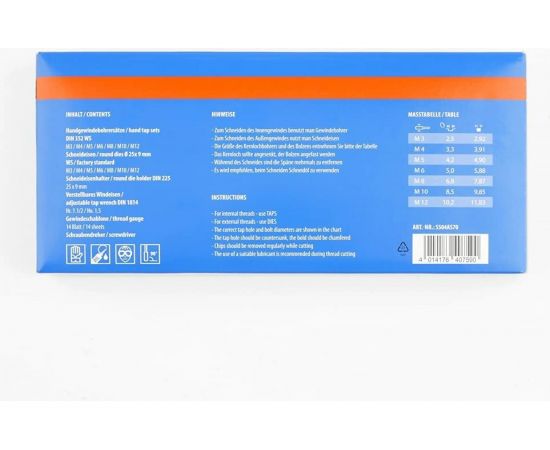 Набор ручных метчиков и плашек GSR A+S DIN 352/ 25x9 M3-M12 32 предмета S504AS70 – изображение 7