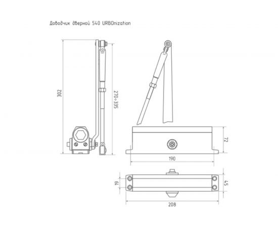 Доводчик НОРА-М 540 URBOnization 80-120 кг черный 16637 – изображение 7