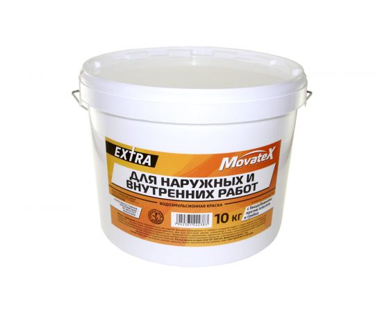 Водоэмульсионная краска Movatex EXTRA для наружных и внутренних работ, 10 кг Т11867 