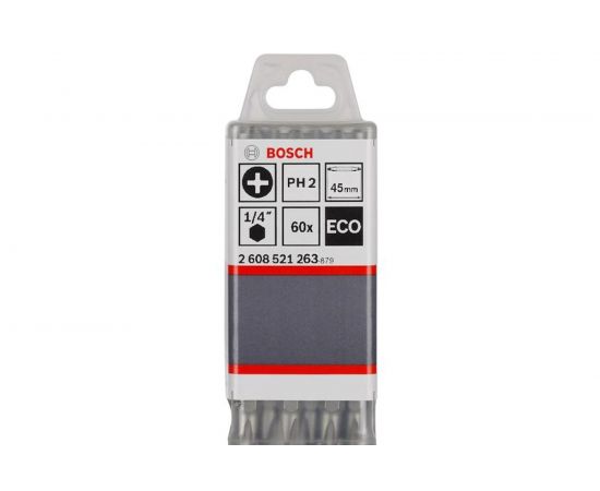 Биты двусторонние 60 шт. ECO PH2/PH2 Bosch 2608521263 
