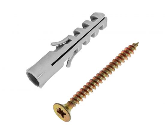 Набор для крепления ВИРТУОЗ дюбель 6x30, шуруп 4x35 потайная головка, желтый цинк, 150 шт. 550-00521 