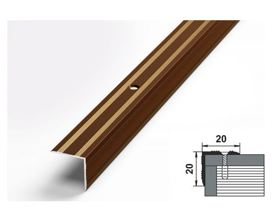 Порог угловой алюминиевый ЛУКА (20х20 мм, 1,35 м, порошковое покрытие, Бронза) УТ000012934 