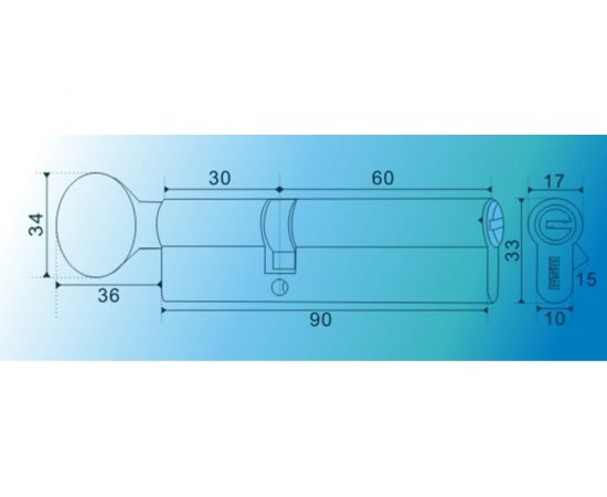 Цилиндровый механизм MSM перф. ключ-вертушка, CW 90 мм 30в/60 SN 7509 – изображение 2