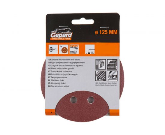 Шлифлист круглый самосцепляющийся 5 шт, 125 мм, Р240 Gepard GP5001-240 – изображение 2