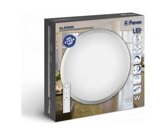 Управляемый светодиодный светильник FERON 36W, Max. 2900Lum, 3000К-6500K, IP20, AL5300 29637 – изображение 8
