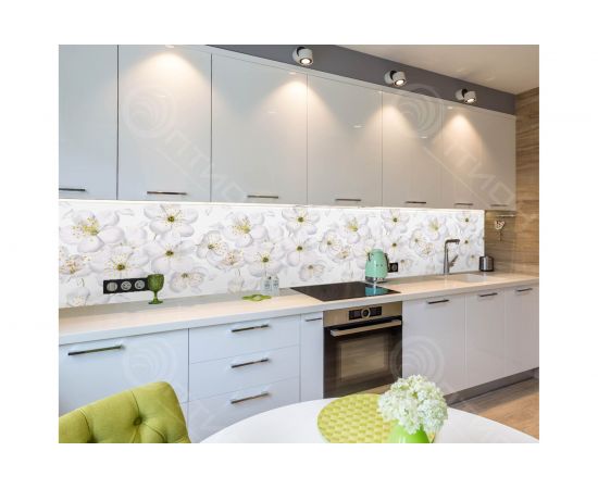 Кухонный фартук на стену Оптион Яблоневый цвет (3000x600 мм; термоперевод) 12239 