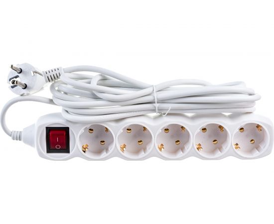 Удлинитель Космос 5м, 5гн. земля, выключ. ПВС 1мм2 YKsm5m-5g-Z-V/K/ – изображение 2