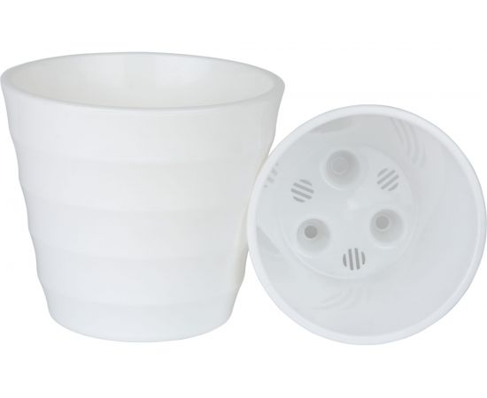 Пластиковый горшок с вкладкой liveingreen Лаура белый, диам. 17 см, высота 15 см, 2.3 л ЛР17-10 – изображение 2