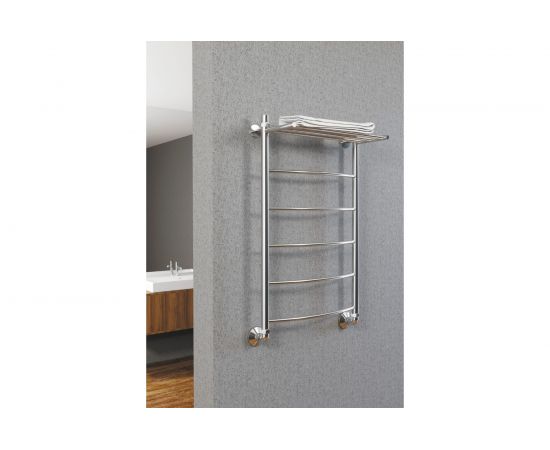 Полотенцесушитель Zox ЛЦ ДУГА 80х50, 1 дюйм, полка, 6 перекладин, универсальное подключение 523320 – изображение 2