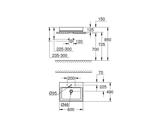Накладная раковина GROHE Cube Ceramic 60 см 3947700H – изображение 3