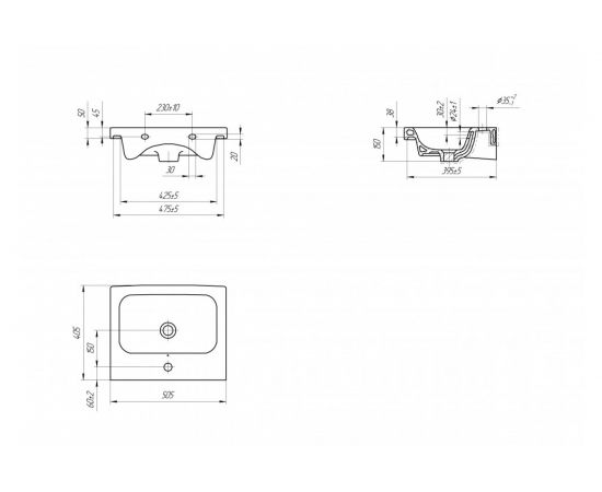Универсальная раковина Cersanit COLOUR 50, 1 отверстие S-UM-COL50/1-w – изображение 4