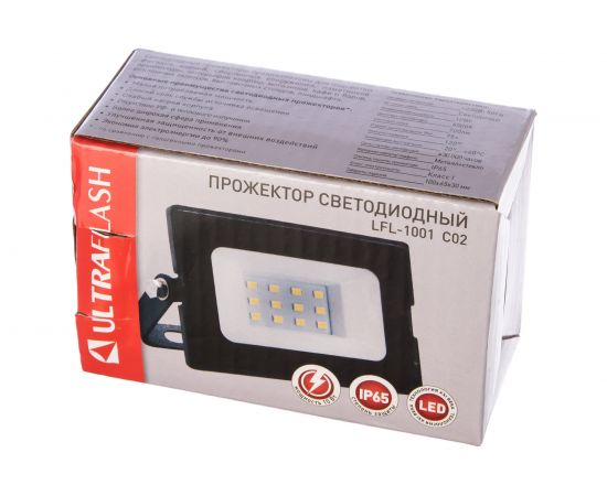 Прожектор LED SMD, черный, 10Вт, 230В, 6500К Ultraflash LFL-1001 C02 12313 – изображение 4