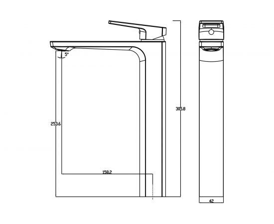 Высокий смеситель для раковины Swedbe Kronos однорычажный, черный матовый 2015B – изображение 5