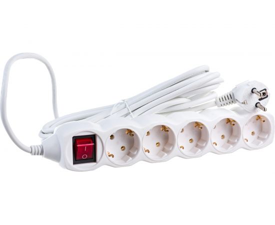 Удлинитель Космос 5м, 5гн. земля, выключ. ПВС 1мм2 YKsm5m-5g-Z-V/K/ – изображение 5