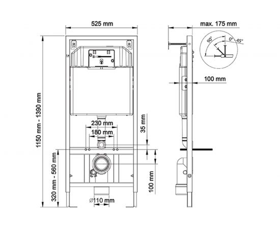 Инсталляция для скрытого монтажа унитаза BERGES NOVUM кнопка S5 Soft Touch, черная 040245 – изображение 8