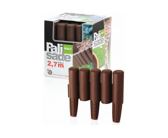 Заборчик для клумбы 2,7м, 10 штук коричневый Prosperplast Palisada IPAL5-R222 