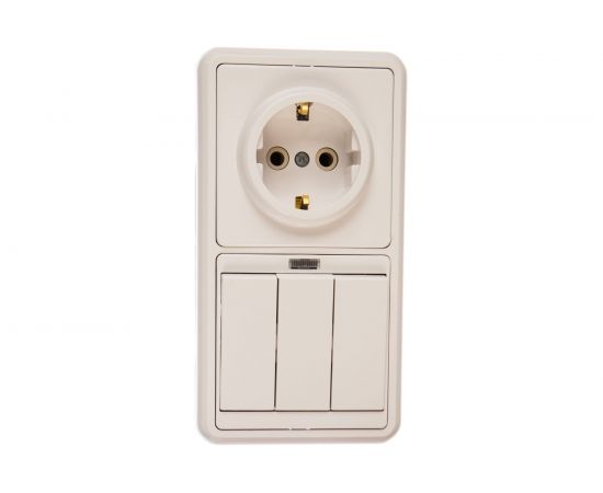 Комбинированный блок Кунцево-Электро БЭЛЛА скрытая установка выключатель с подсветкой+розетка БКВР-054 5845 