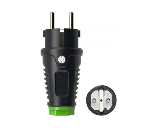 Кабельная вилка PCE 16A 220V 2P+E IP54 корпус черный, маркер зеленый 0511-shu 
