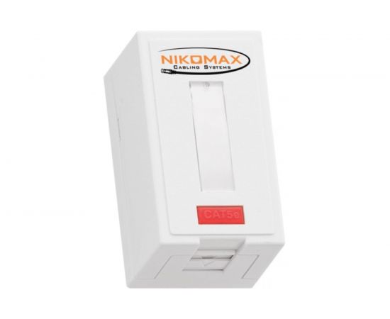 Настенная розетка NIKOMAX 1 порт, полный экран, со шторкой, белая NMC-WO1SD2-FT-ST-WT 