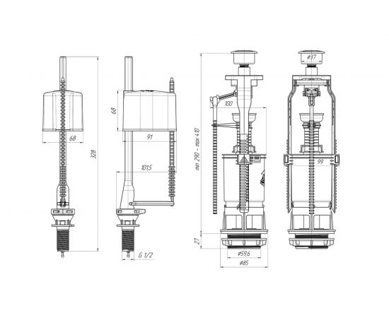 Арматура для бачка АНИ Пласт набор: ниж��яя подводка, белая кнопка, 1 режим, эконом WC6550 023-2654 – изображение 2